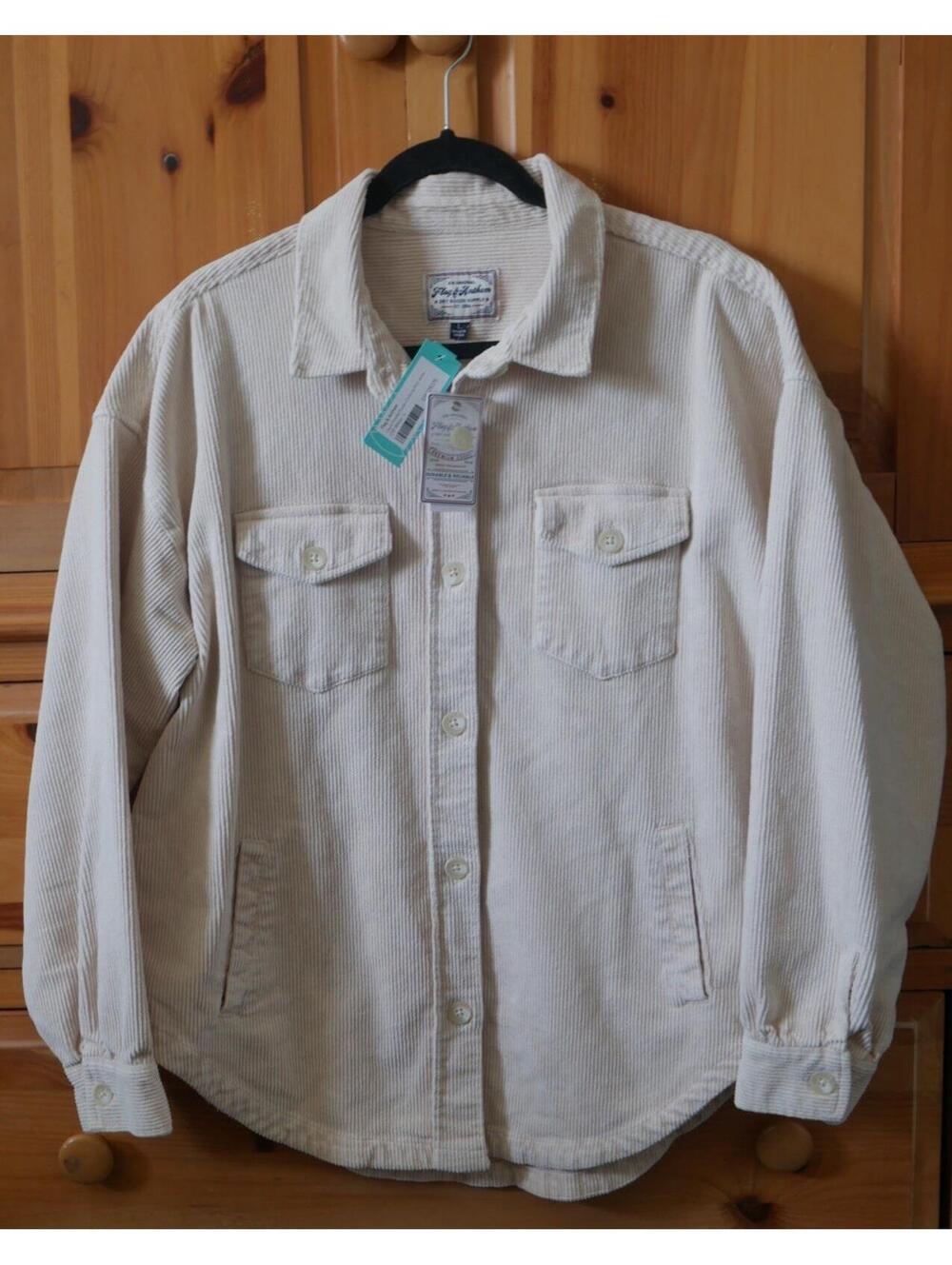 Flag & Anthem Cream Corduroy Shacket Shirt Jacket Unisex Women's L Men's M NWT